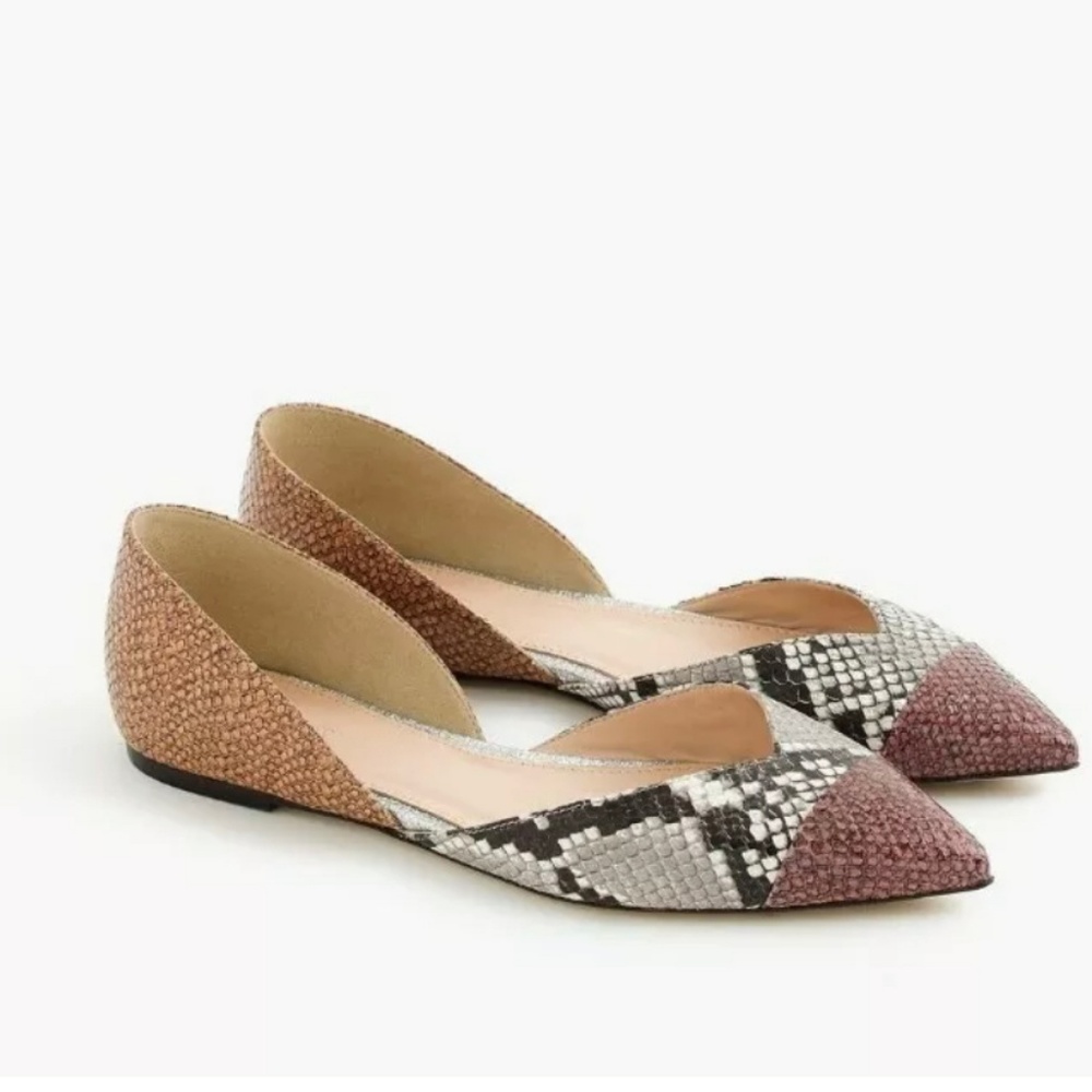 J CREW Sadie snakeskin printed dorsay flats - US7